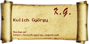 Kulich György névjegykártya